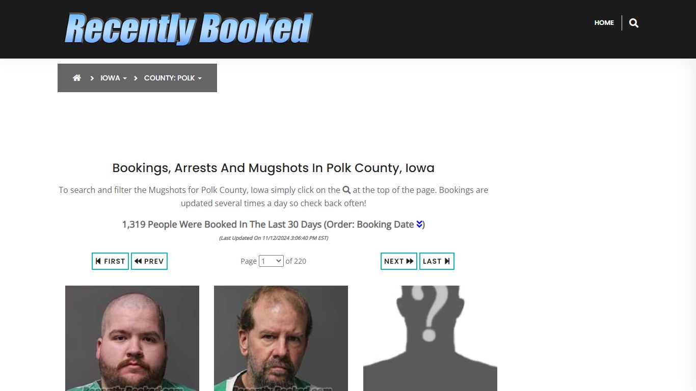 Bookings, Arrests and Mugshots in Polk County, Iowa - Recently Booked