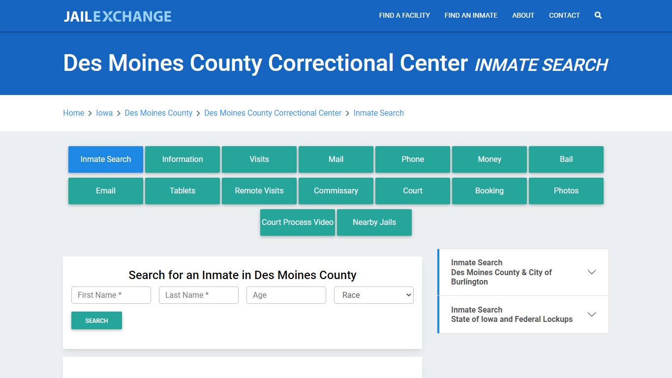 Des Moines County Correctional Center Inmate Search - Jail Exchange