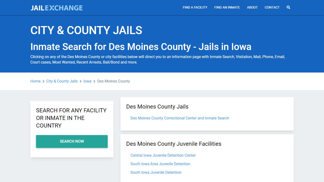 Inmate Search for Des Moines County | Jails in Iowa - Jail Exchange